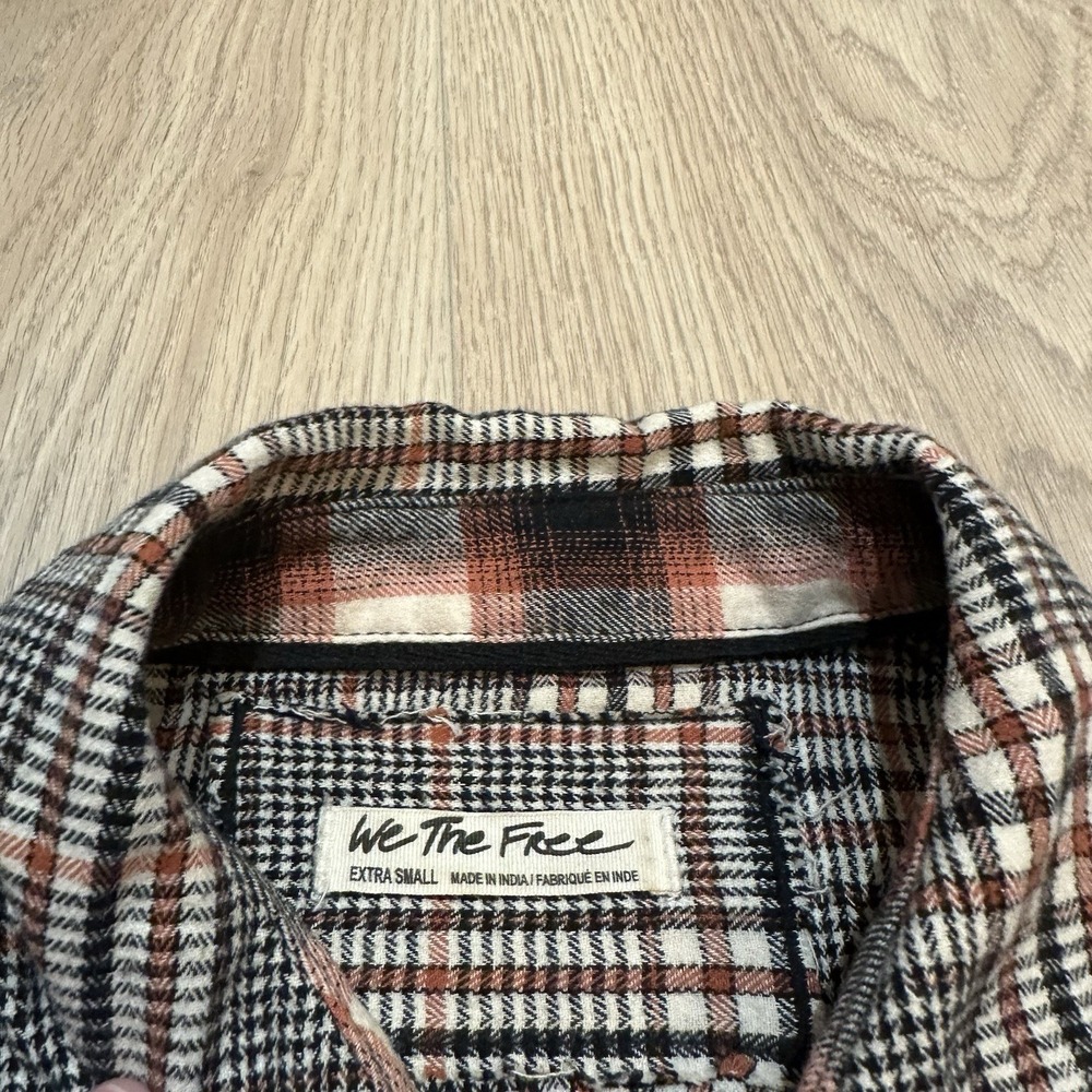 FREE PEOPLE Wildfire Mixed Plaid Flannel Long Sleeve Top Boho XS Oversized! EUC - Picture 5 of 11